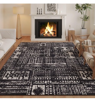 Abstract pattern non-slip wool-like vintage rug