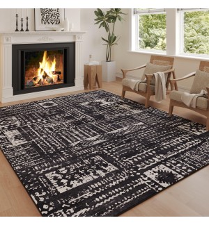Abstract pattern non-slip wool-like vintage rug