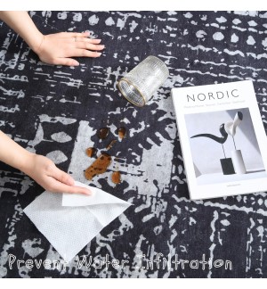 Abstract pattern non-slip wool-like vintage rug