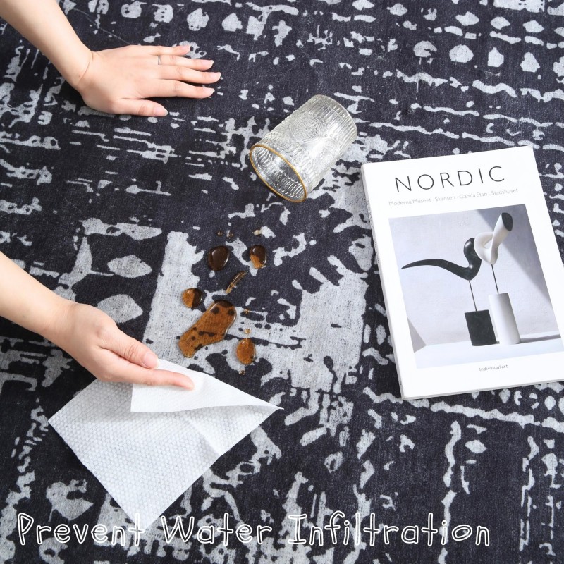 Abstract pattern non-slip wool-like vintage rug