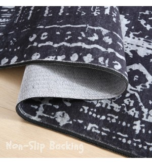 Abstract pattern non-slip wool-like vintage rug