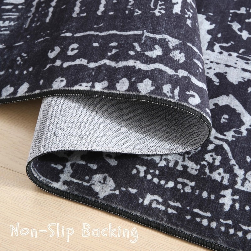 Abstract pattern non-slip wool-like vintage rug
