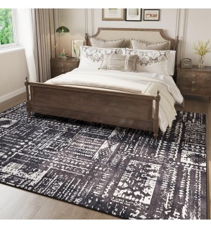 Abstract pattern non-slip wool-like vintage rug