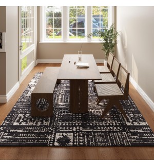 Abstract pattern non-slip wool-like vintage rug