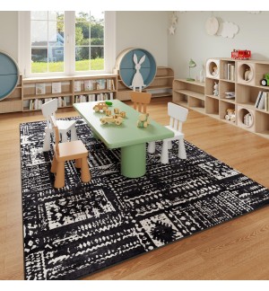 Abstract pattern non-slip wool-like vintage rug