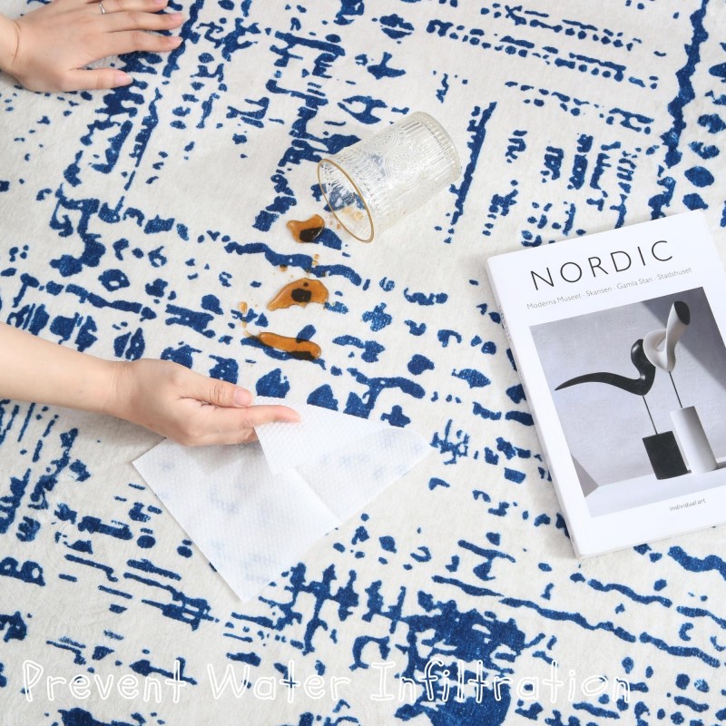 Faux wool vintage blue carpet