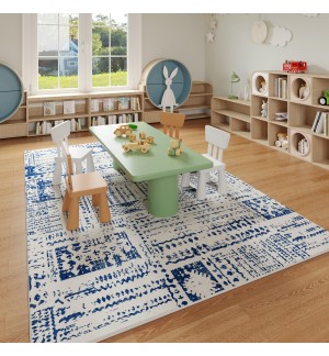 Faux wool vintage blue carpet