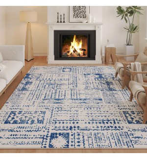 Faux wool vintage blue carpet