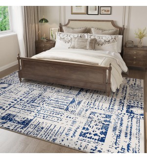 Faux wool vintage blue carpet