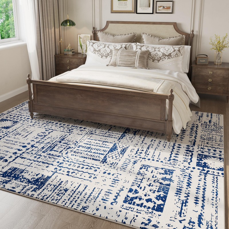 Faux wool vintage blue carpet