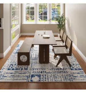 Faux wool vintage blue carpet