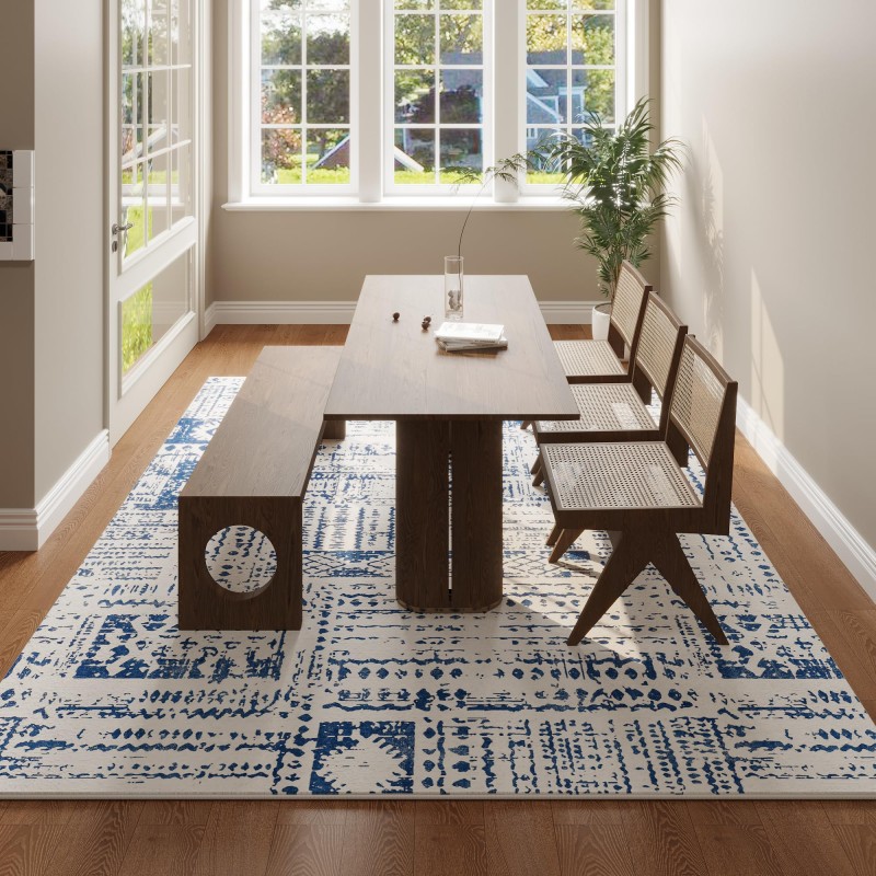 Faux wool vintage blue carpet